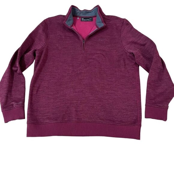Under Armour Storm 1/4 Zip Pullover Men’s Size Large Red Loose Fit Coldgear - Picture 1 of 5